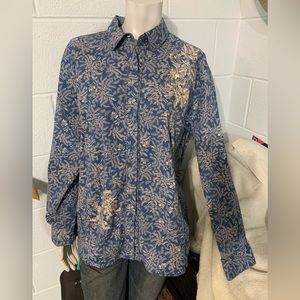 C J Banks long sleeve button down blue Jean shirt